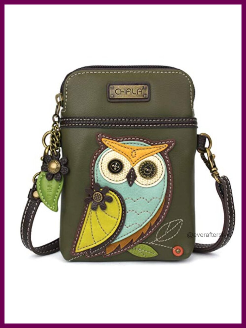 CHALA Cell Phone Crossbody Purse Vegan Leather Canvas Adjustable Strap